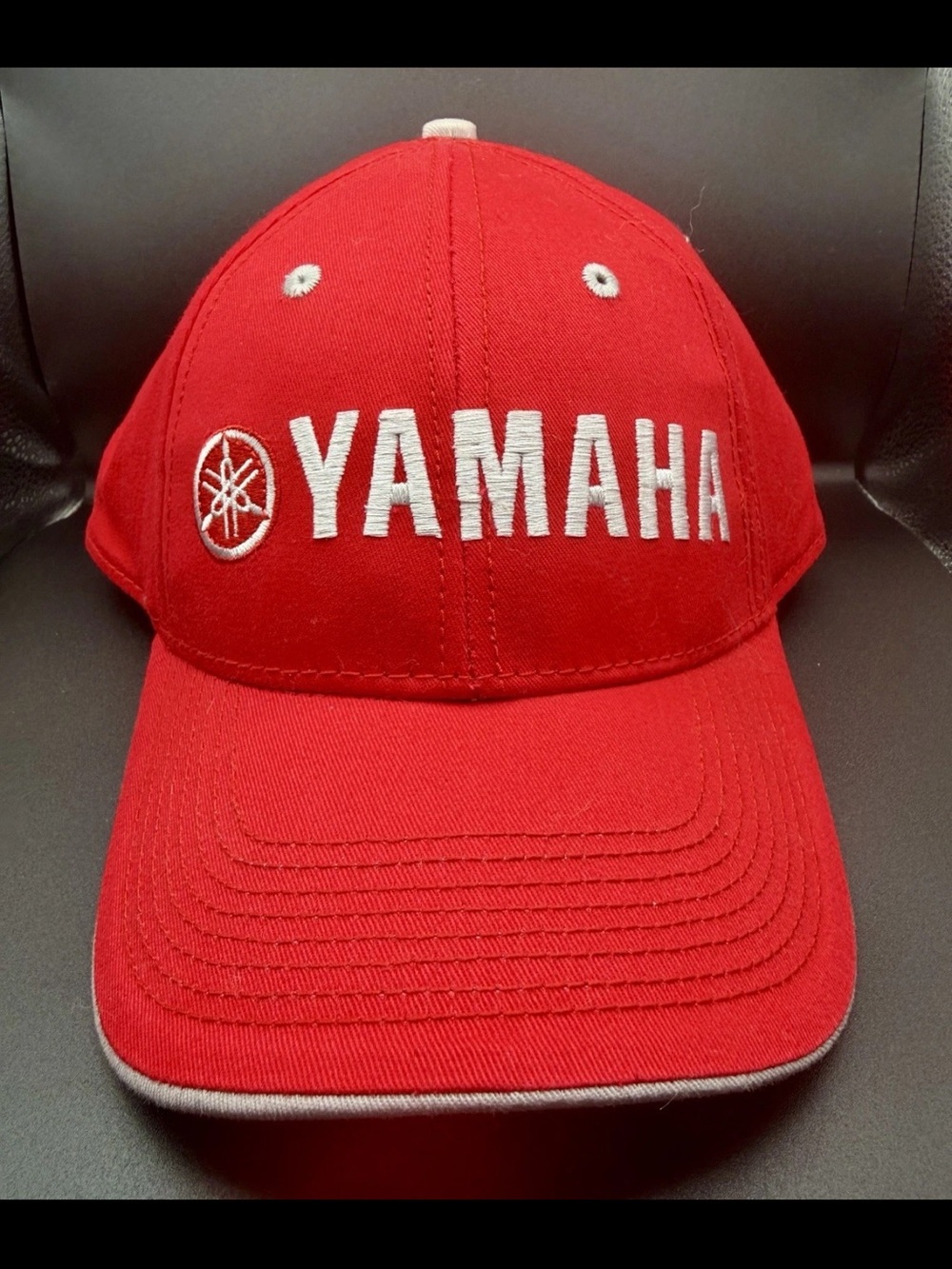 Yamaha Racing Embroidered Spellout Baseball Cap Hat Red Adjustable Corpro